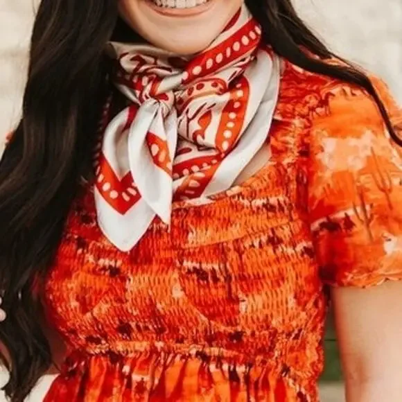 Cream Western Boots Print Wild Rag Scarf - Picture 3 of 3